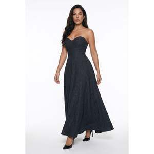 Lela Rose Strapless Matelassé Navy Gown